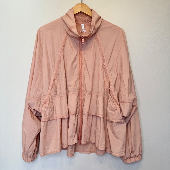 FP NWT Namaslay Peachy Lace Ruffle Coquette Cottagecore Windbreaker Coat Jacket - Picture 5 of 16